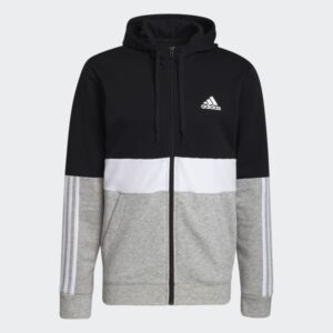 essentials fleece full zip hoodie black gv5244 01 laydown