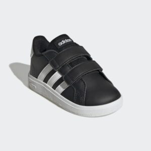 grand court lifestyle hook and loop shoes black gw6523